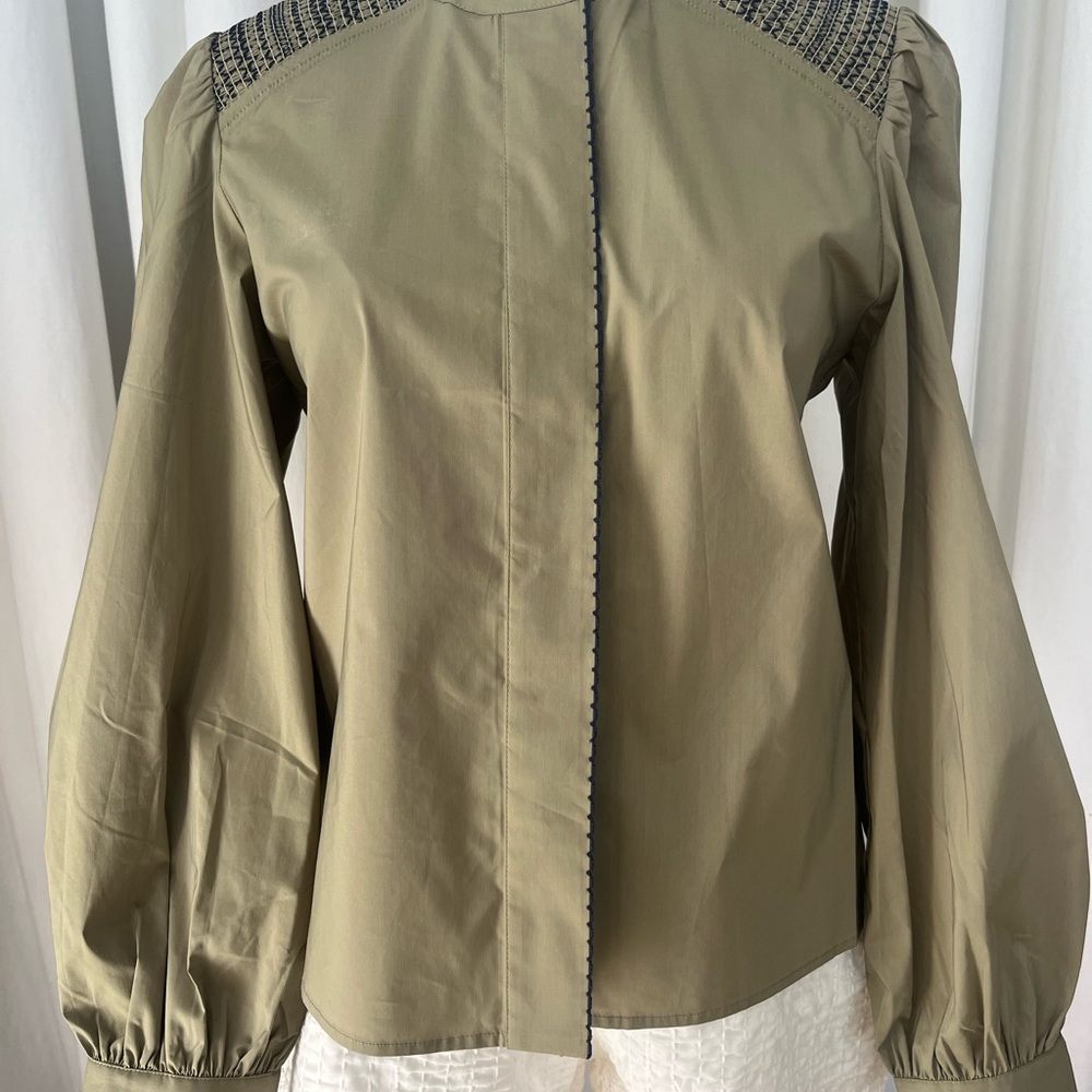 Love Binetti Olive Green Noemi blouse